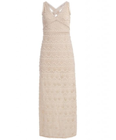 Women's Liza Embroidered Sleeveless Maxi Dress Tan/Beige $73.32 Dresses