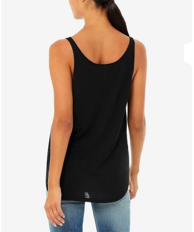 Women's Premium Heart Flowers Word Art Flowy Tank Top Black $19.80 Tops