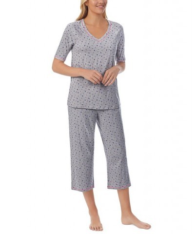 Printed Elbow-Sleeve Top & Capri Pants Pajama Set Silver $20.16 Sleepwear