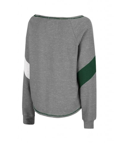 Women's Heathered Gray Michigan State Spartans Amped Chevron Stripe Raglan Boat Neck Pullover Sweatshirt Heathered Gray $29.9...