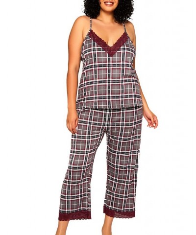 Plus Size Jessie Cozy Long Camisole and Cropped Pants Set Gray $45.90 Lingerie