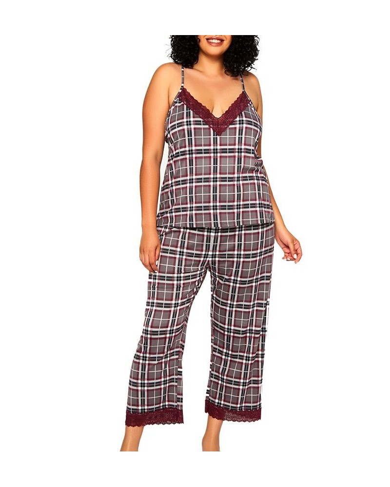 Plus Size Jessie Cozy Long Camisole and Cropped Pants Set Gray $45.90 Lingerie