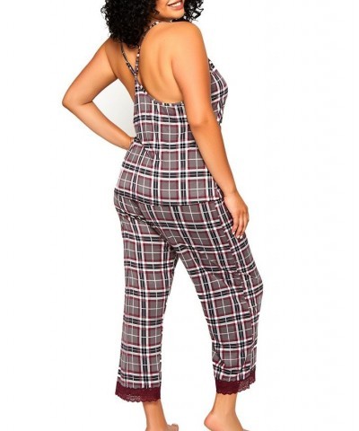 Plus Size Jessie Cozy Long Camisole and Cropped Pants Set Gray $45.90 Lingerie