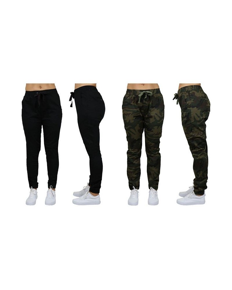 Women's Basic Stretch Twill Joggers Pack of 2 Black- Camouflage $28.08 Pants