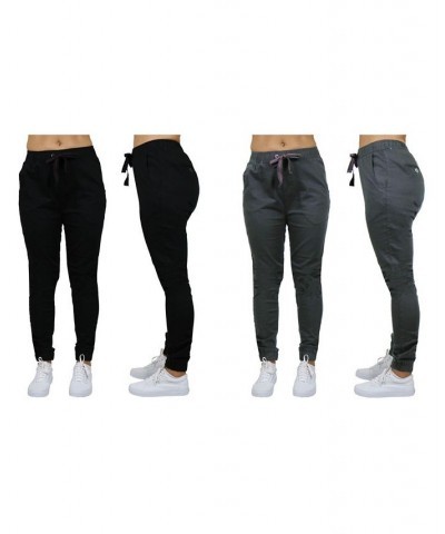 Women's Basic Stretch Twill Joggers Pack of 2 Black- Camouflage $28.08 Pants