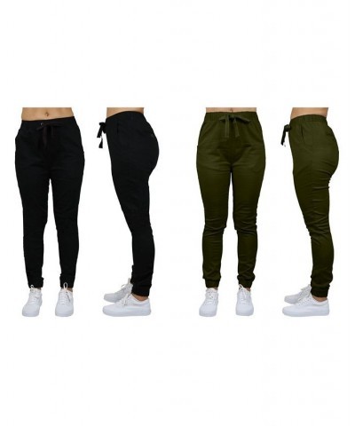 Women's Basic Stretch Twill Joggers Pack of 2 Black- Camouflage $28.08 Pants