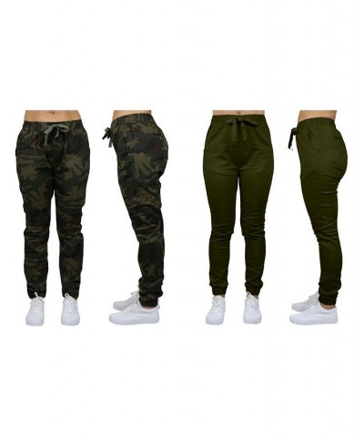 Women's Basic Stretch Twill Joggers Pack of 2 Black- Camouflage $28.08 Pants