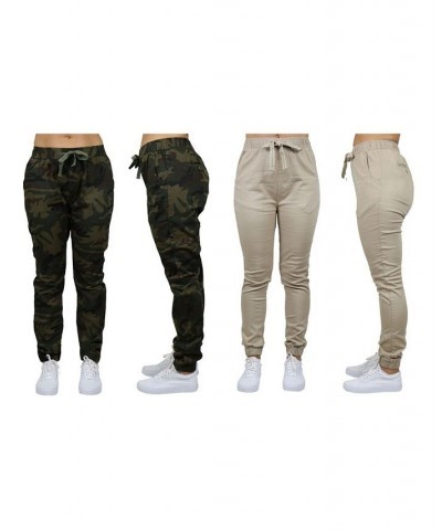 Women's Basic Stretch Twill Joggers Pack of 2 Black- Camouflage $28.08 Pants