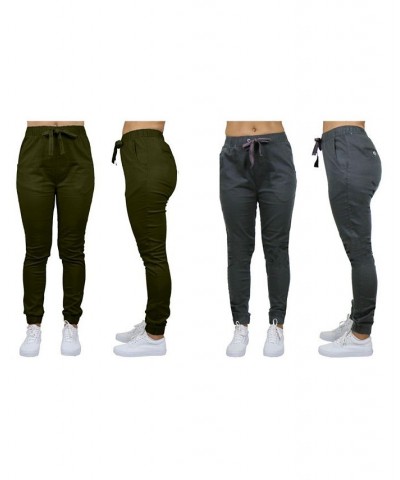 Women's Basic Stretch Twill Joggers Pack of 2 Black- Camouflage $28.08 Pants