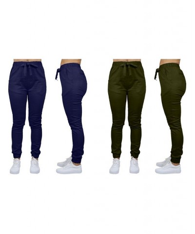 Women's Basic Stretch Twill Joggers Pack of 2 Black- Camouflage $28.08 Pants