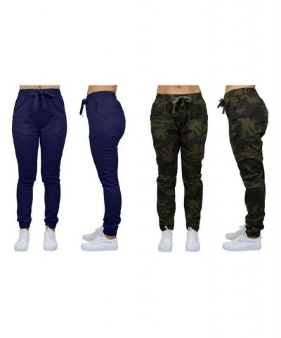 Women's Basic Stretch Twill Joggers Pack of 2 Black- Camouflage $28.08 Pants