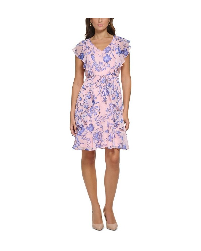 Petite Printed Ruffled A-Line Dress Balrna Pnk $36.26 Dresses