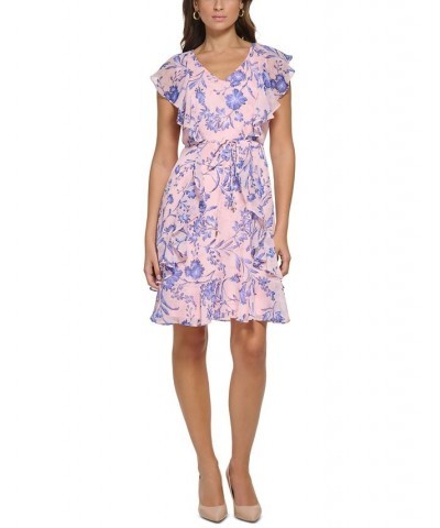 Petite Printed Ruffled A-Line Dress Balrna Pnk $36.26 Dresses