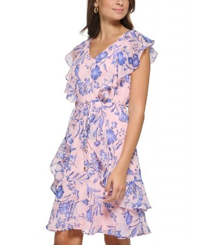 Petite Printed Ruffled A-Line Dress Balrna Pnk $36.26 Dresses