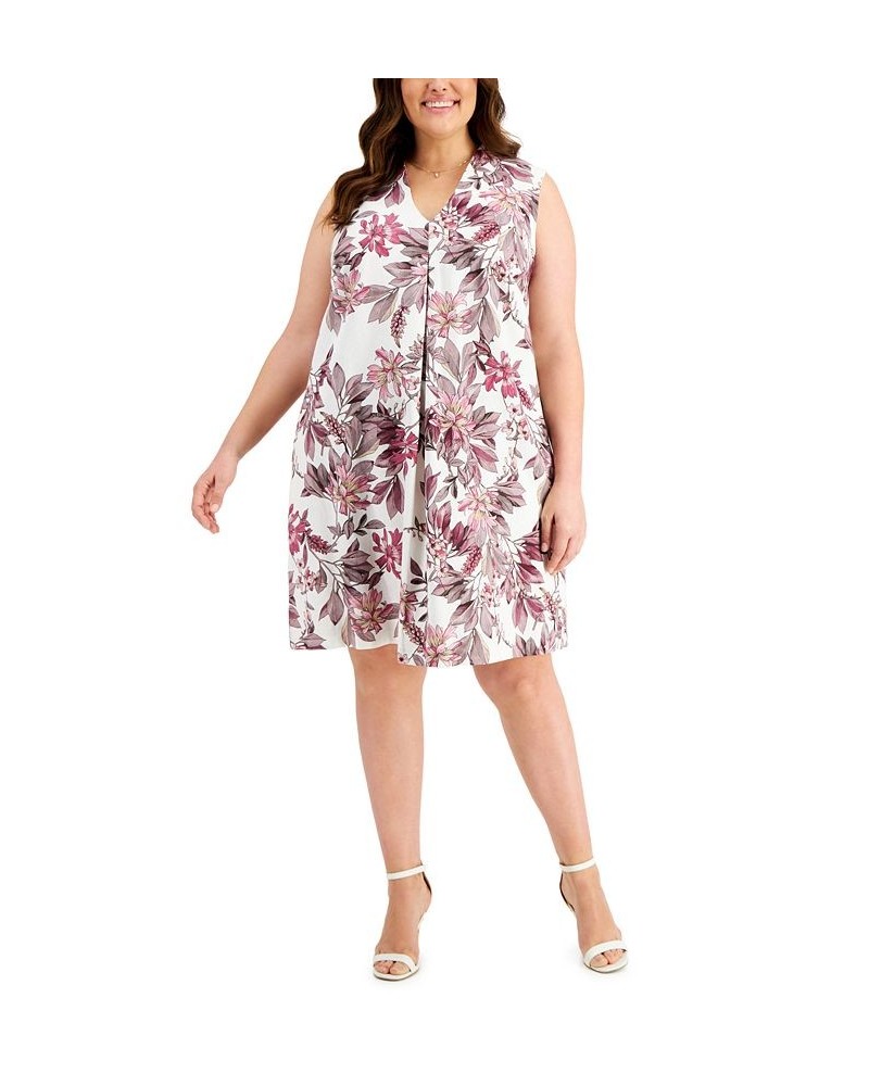 Plus Size Floral-Print Sleeveless Shift Dress Mauve $41.83 Dresses