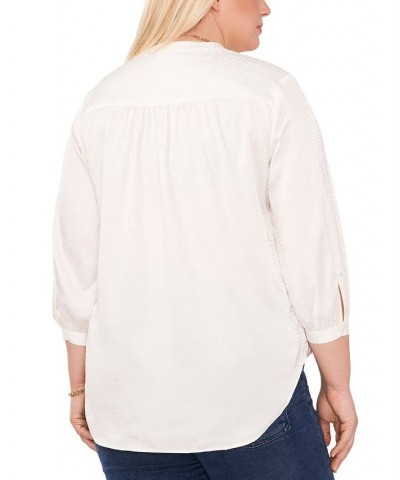 Plus Size Jacquard Patterned Blouse White $22.36 Tops