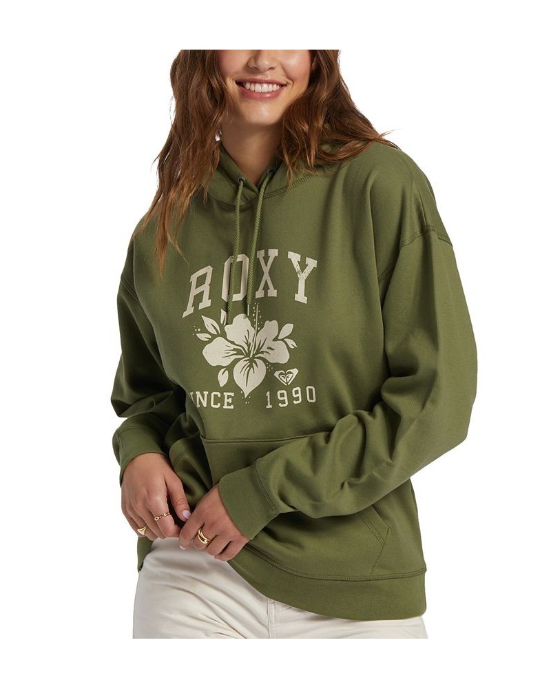 Juniors' Shore Hike Logo-Graphic Oversized Hoodie Loden Green $25.64 Tops