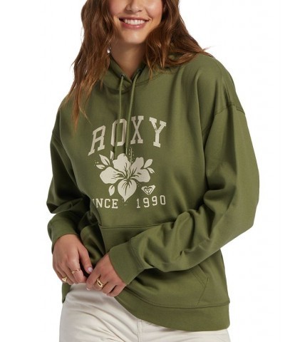 Juniors' Shore Hike Logo-Graphic Oversized Hoodie Loden Green $25.64 Tops