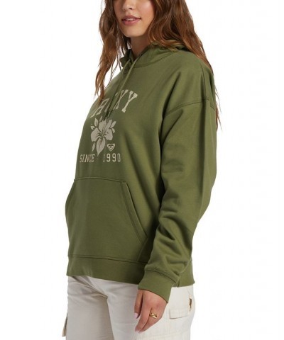 Juniors' Shore Hike Logo-Graphic Oversized Hoodie Loden Green $25.64 Tops