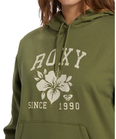 Juniors' Shore Hike Logo-Graphic Oversized Hoodie Loden Green $25.64 Tops