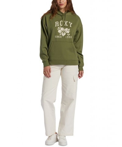 Juniors' Shore Hike Logo-Graphic Oversized Hoodie Loden Green $25.64 Tops