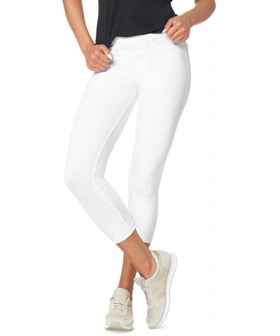 Women's Pull-On Mid-Rise Denim Capri Leggings White $28.00 Pants