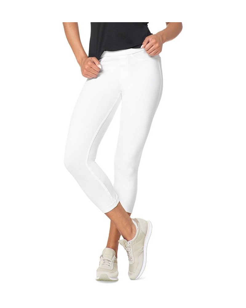 Women's Pull-On Mid-Rise Denim Capri Leggings White $28.00 Pants