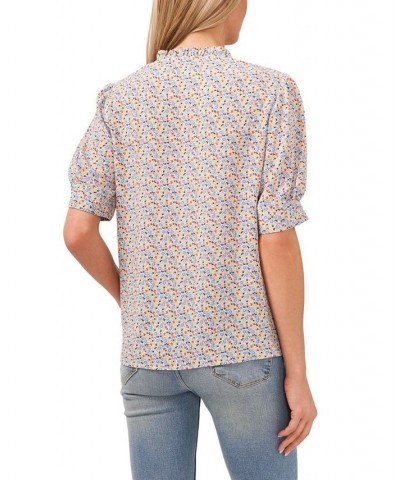 Women's Printed Tie-Neck Blouse Top Soft Ecru $45.39 Tops