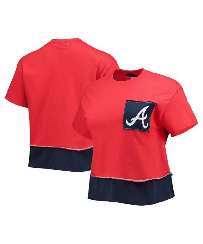 Women's Red Atlanta Braves Cropped T-shirt Red $25.80 Tops
