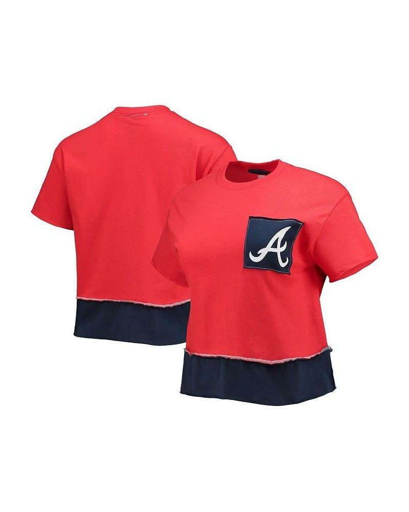 Women's Red Atlanta Braves Cropped T-shirt Red $25.80 Tops