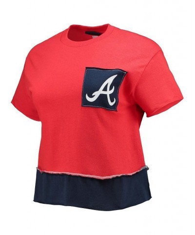 Women's Red Atlanta Braves Cropped T-shirt Red $25.80 Tops