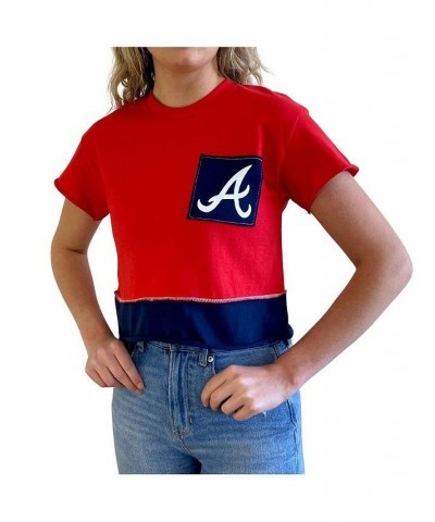 Women's Red Atlanta Braves Cropped T-shirt Red $25.80 Tops