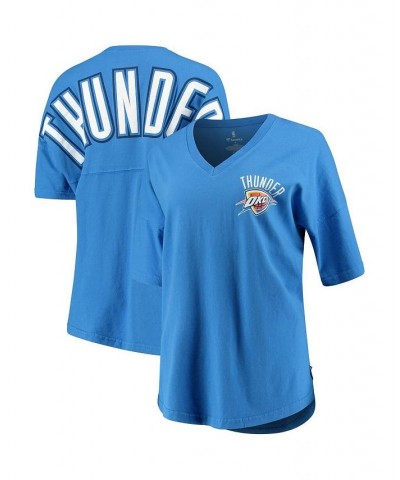 Women's Branded Blue Oklahoma City Thunder Baseline Spirit Jersey V-Neck T-shirt Blue $26.32 Tops