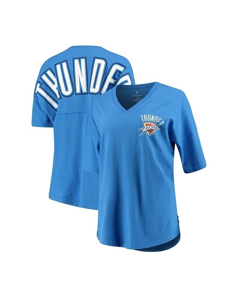 Women's Branded Blue Oklahoma City Thunder Baseline Spirit Jersey V-Neck T-shirt Blue $26.32 Tops