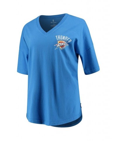 Women's Branded Blue Oklahoma City Thunder Baseline Spirit Jersey V-Neck T-shirt Blue $26.32 Tops