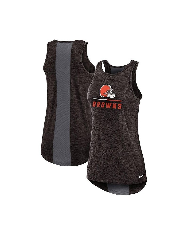 Women's Brown Cleveland Browns High Neck Performance Tank Top Brown $22.00 Tops