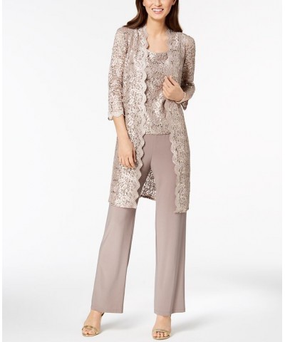 3-Pc. Sequined Lace Pantsuit & Jacket Champagne $55.60 Dresses