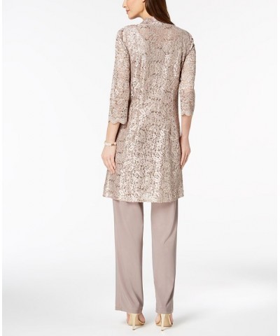 3-Pc. Sequined Lace Pantsuit & Jacket Champagne $55.60 Dresses