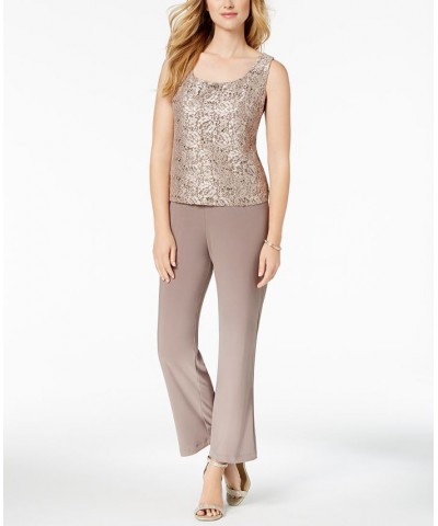 3-Pc. Sequined Lace Pantsuit & Jacket Champagne $55.60 Dresses