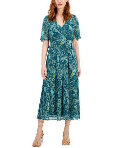 Petite Paisley-Print Flutter-Sleeve Maxi Dress Deep Lake Combo $33.97 Dresses