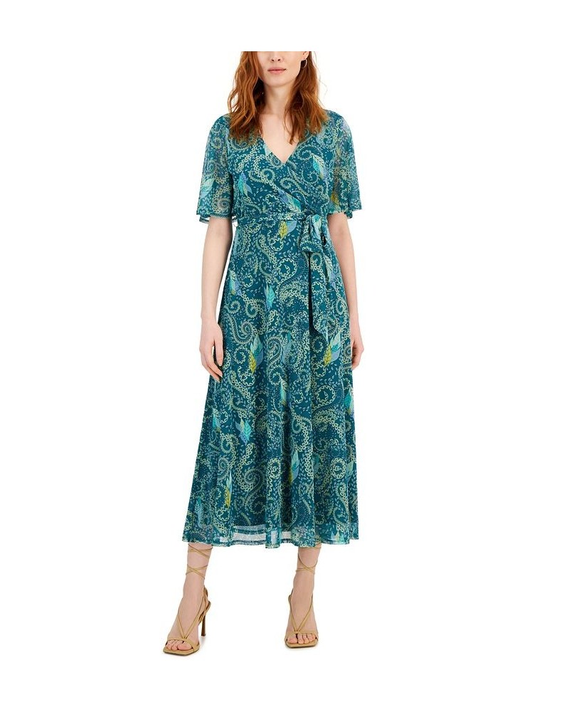 Petite Paisley-Print Flutter-Sleeve Maxi Dress Deep Lake Combo $33.97 Dresses