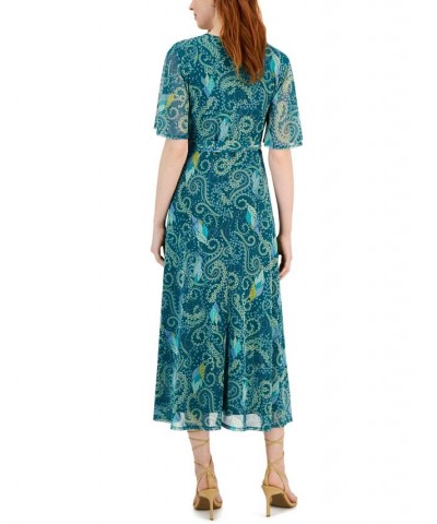 Petite Paisley-Print Flutter-Sleeve Maxi Dress Deep Lake Combo $33.97 Dresses