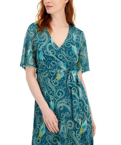 Petite Paisley-Print Flutter-Sleeve Maxi Dress Deep Lake Combo $33.97 Dresses