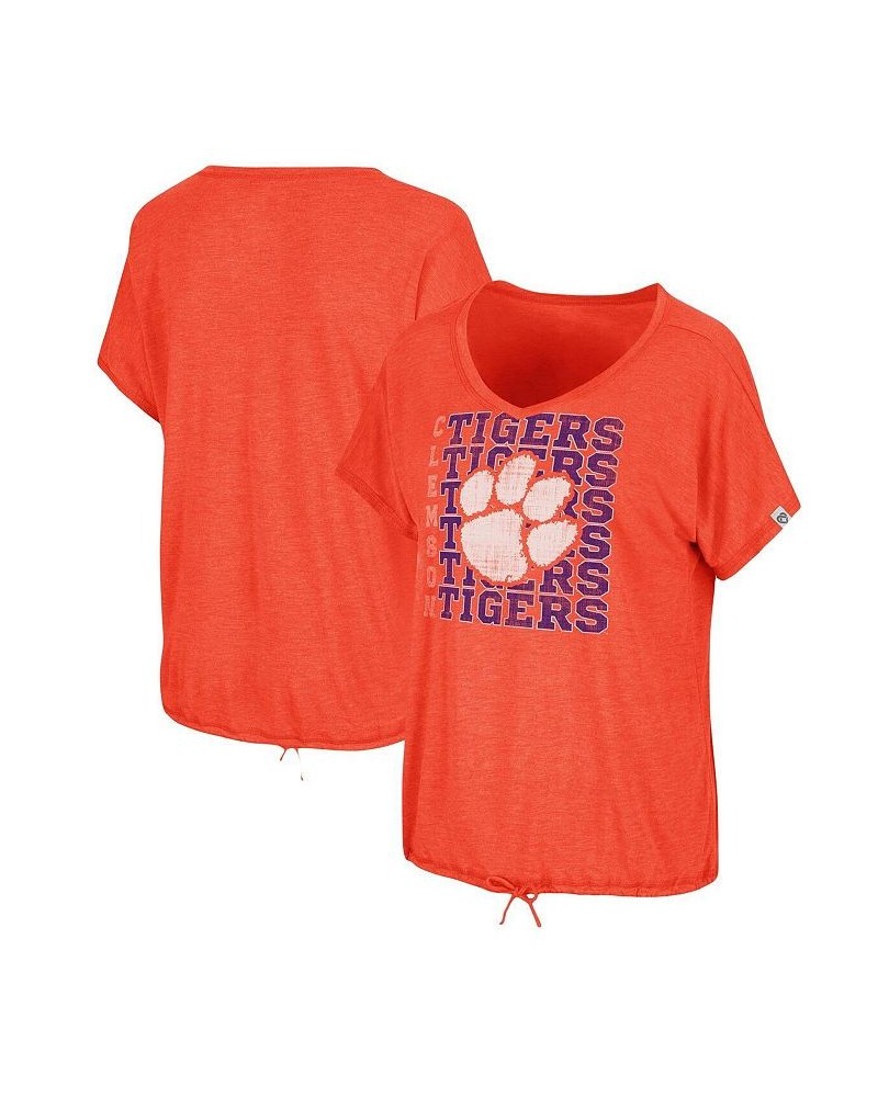 Women's Heathered Orange Clemson Tigers Fifth Sense Drawcord V-Neck T-Shirt Heathered Orange $23.59 Tops