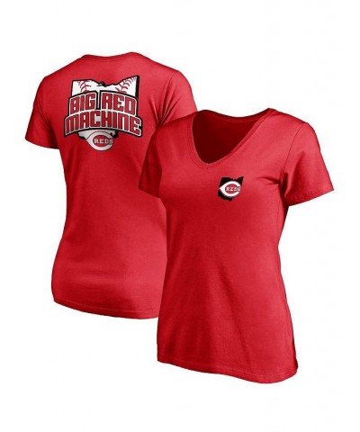 Women's Branded Red Cincinnati Reds Hometown V-Neck T-shirt Red $22.39 Tops