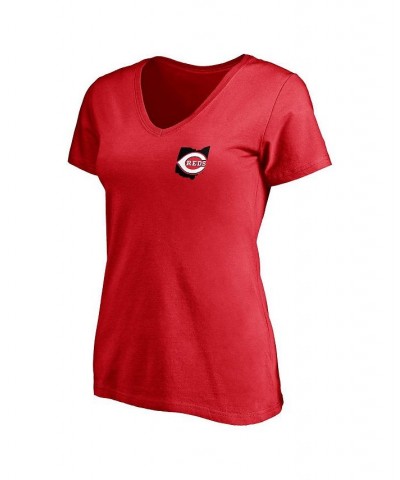 Women's Branded Red Cincinnati Reds Hometown V-Neck T-shirt Red $22.39 Tops