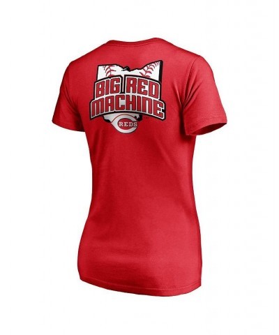 Women's Branded Red Cincinnati Reds Hometown V-Neck T-shirt Red $22.39 Tops