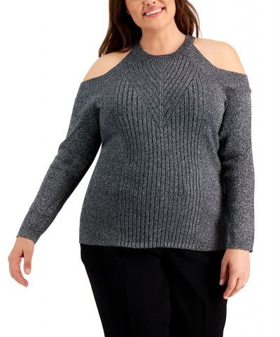 Plus Size Shine Cold-Shoulder Sweater Green $13.03 Sweaters