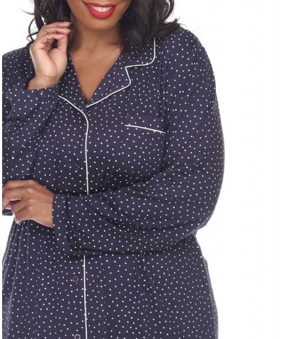 Plus Size Long Sleeve Nightgown Blue $25.30 Sleepwear