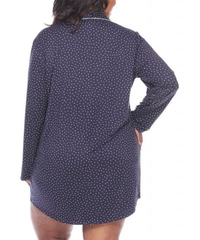 Plus Size Long Sleeve Nightgown Blue $25.30 Sleepwear